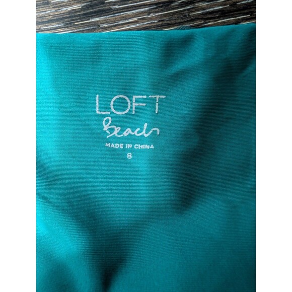 LOFT Green Perforated Halter One Piece Swimsuit Size 8 - Picture 6 of 11